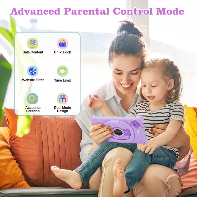 Trayoo Kids Tablet, 7 inch Tablets for Kids, 32GB Toddler Tablet with Case Included, Parental Control, Dual Camera, GMS, WiFi (Purple) - Image 4